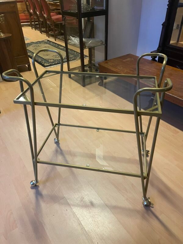 Carrello Bar/Portavivande Vintage in Metallo Dorato e Vetro - Image 4