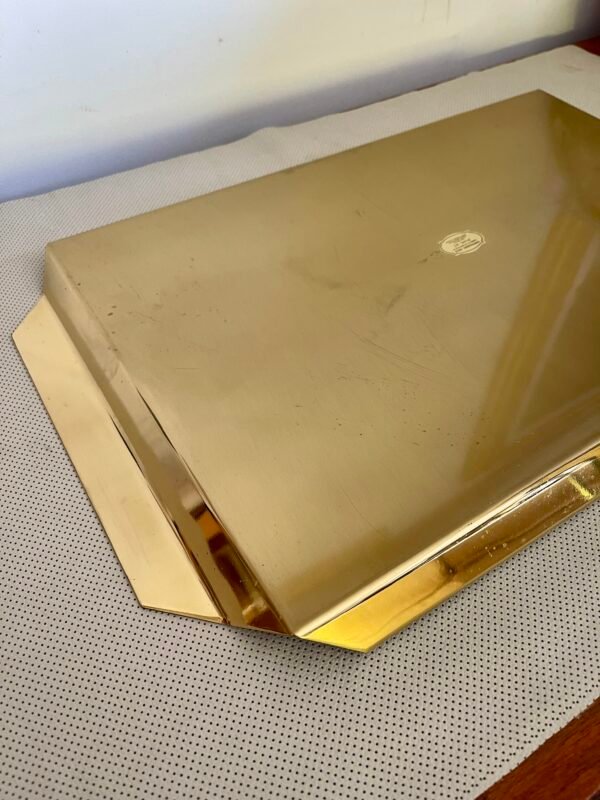 Elegante Vassoio in Ottone – Firmato HILK Amboss Austria – Vintage Decorato con Uccelli Incisi - Image 5