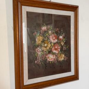 plendido quadro raffigurante un raffinato bouquet floreale dipinto a mano vintage