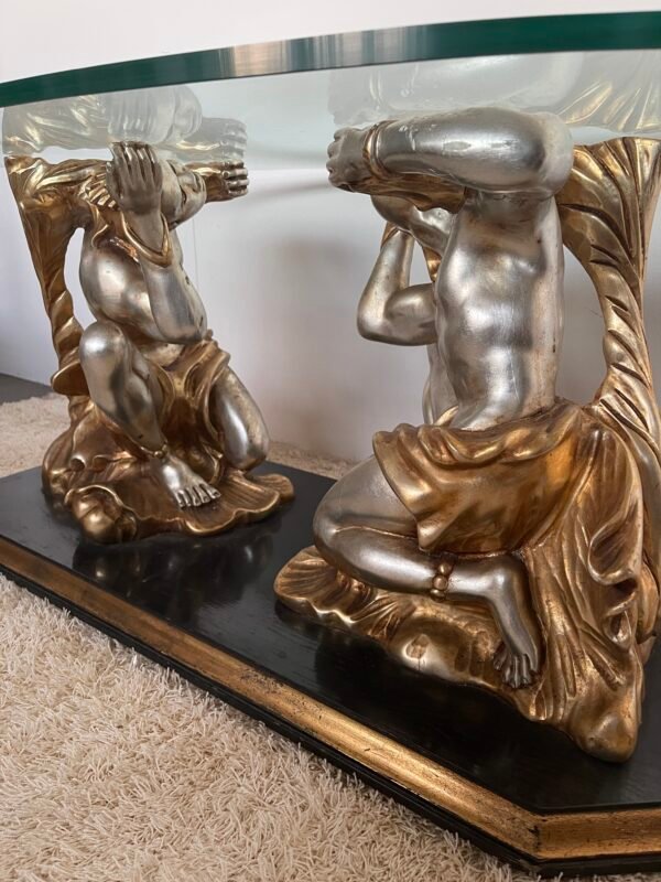 Tavolino da salotto con base in scultura – Design classico con piano in vetro - Image 5