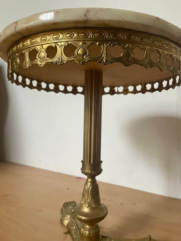 Tavolino da Salotto o Comodino in Marmo e Bronzo Dorato, Stile Neoclassico - Image 5