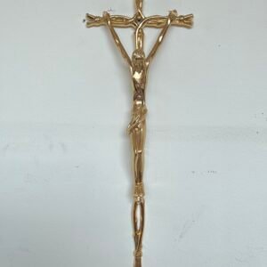 Crocifisso da Parete in Metallo Dorato – Design Stilizzato