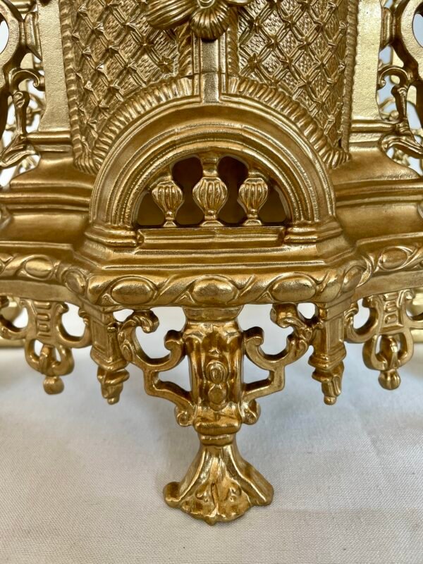 Set Orologio da Caminetto con Candelabri – Stile Barocco in Bronzo Dorato - Image 4