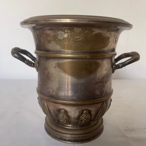 Secchiello da Ghiaccio/Vaso Decorativo in Argento Sheffield e Bronzo Patinato