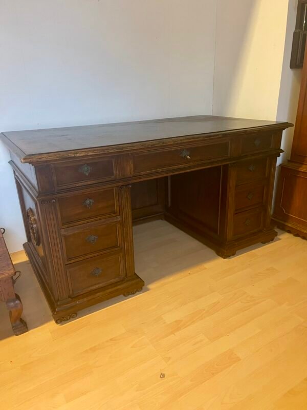 Scrivania da Direttore/Bureau Plat in Legno Massello con Cassettiere - Image 4