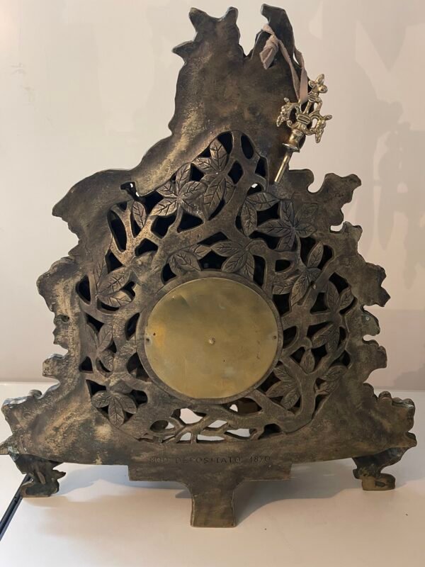 Maestoso Orologio da Tavolo/Camino in Bronzo Dorato - Stile Eclettico XIX Secolo - Image 4