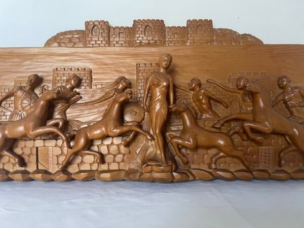 Bassorilievo intagliato "Scena Classica con Cavalli e Figure" - Image 2
