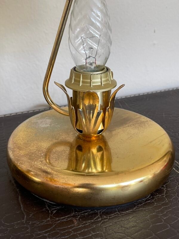 Coppia di lampade da tavolo in metallo dorato, stile vintage - Image 4