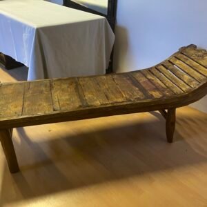 Panca Esotica/Etnica in Legno Massiccio Intagliato, Probabile Letto Daybed Coloniale