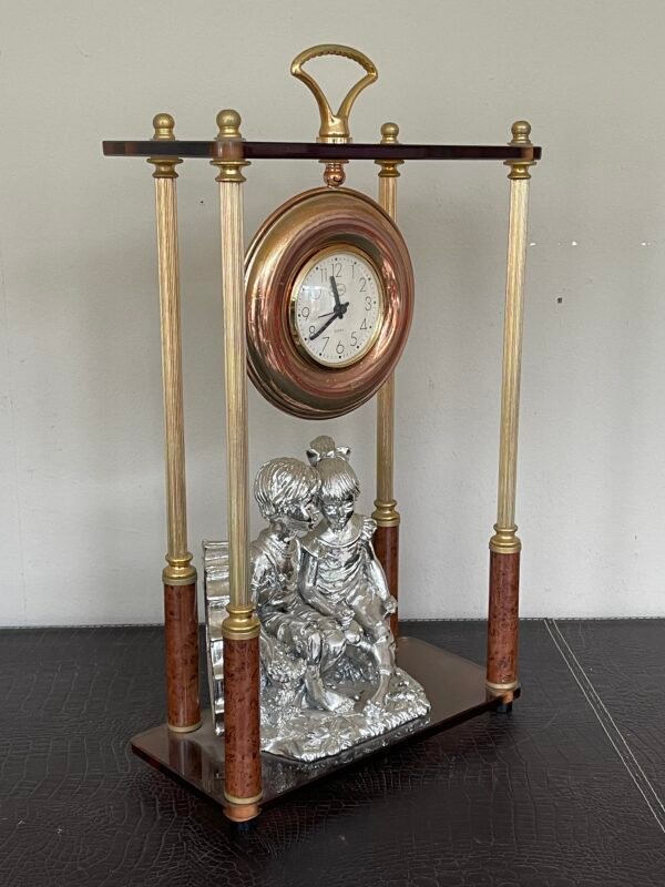 Orologio da tavolo in vetro con scultura vintage - Image 5
