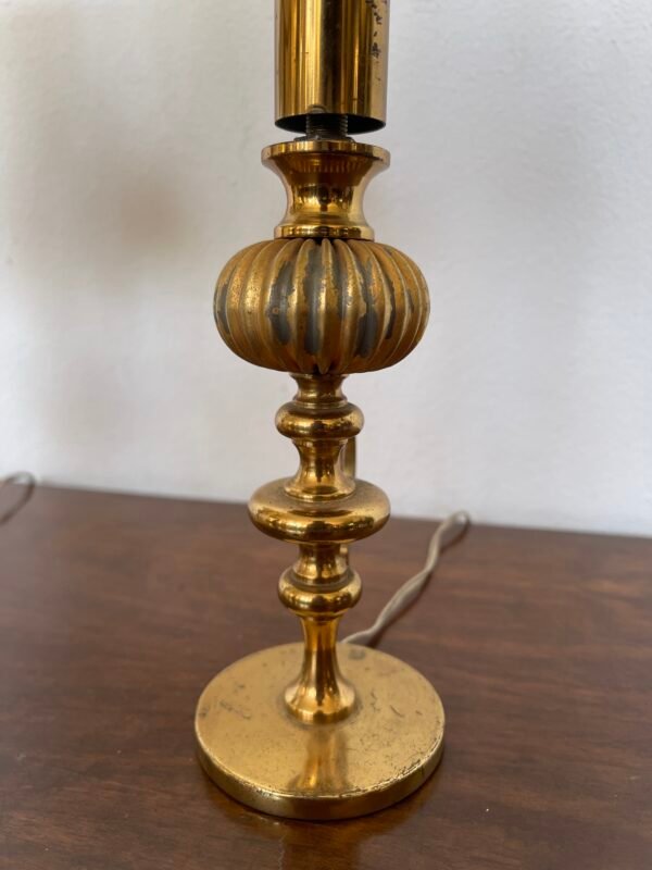 Coppia di lampade da tavolo vintage in stile classico – Base dorata con paralume in tessuto beige - Image 2