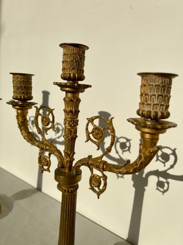 Elegante Coppia di Candelabri in Bronzo Dorato - Stile Classico - Image 5