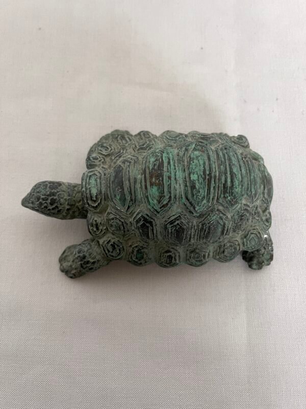 Scultura in metallo Raffigurante Tartaruga – Stile Antico, Patina Verde - Image 5