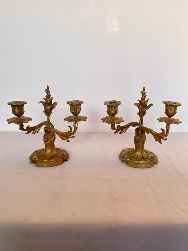 Coppia di candelabri in bronzo dorato – Stile classico