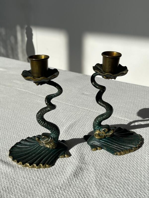 Coppia di candelieri trifones vintage XX
