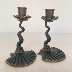 Serpente di Luce: Coppia di portacandele in Stile Vintage