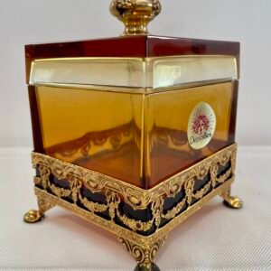 Scatola Decorativa in Cristallo Ambra con Dettagli Dorati – Desjardins Paris