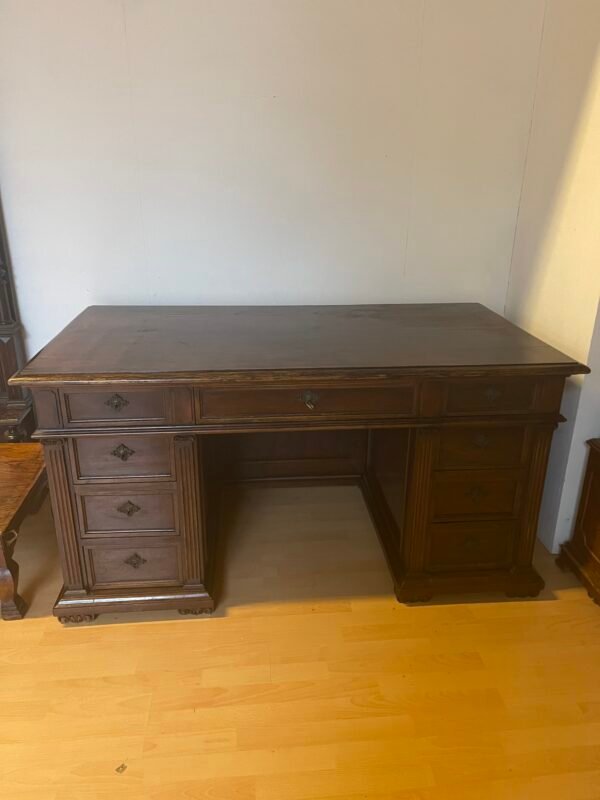 Scrivania da Direttore/Bureau Plat in Legno Massello con Cassettiere