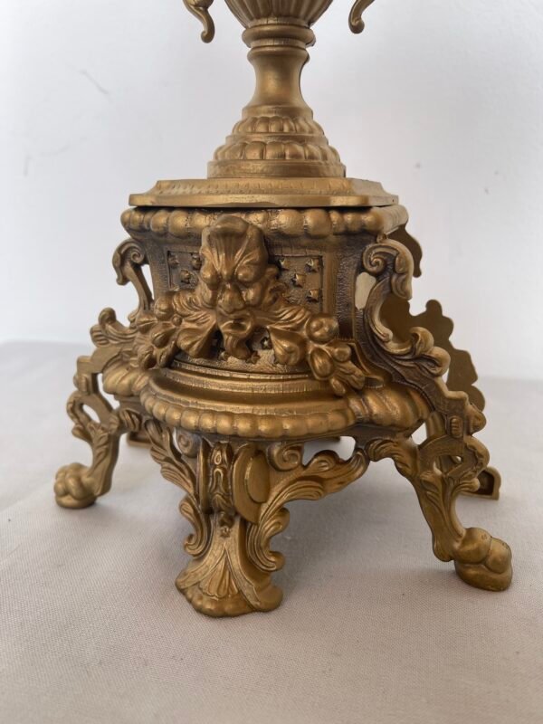 Set Orologio da Caminetto con Candelabri – Stile Barocco in Bronzo Dorato - Image 3
