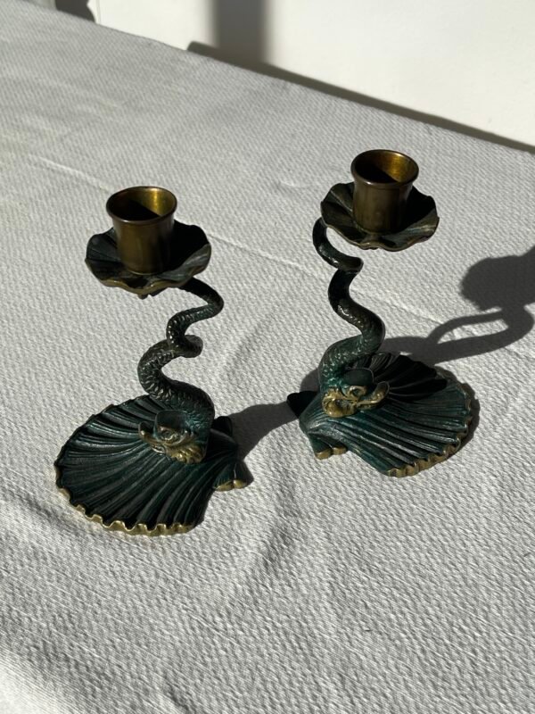 Coppia di candelieri trifones vintage XX - Image 3