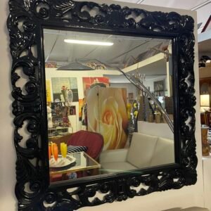 Specchio con Cornice Barocca Nera Lucida – Eleganza e Raffinatezza per Ogni Ambiente