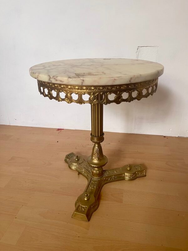 Tavolino da Salotto o Comodino in Marmo e Bronzo Dorato, Stile Neoclassico - Image 3