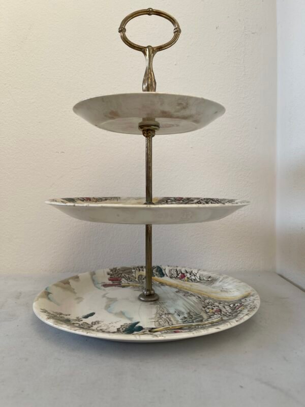 Alzata a Tre Piani in Ceramica Dipinta a Mano – Vintage - Image 3
