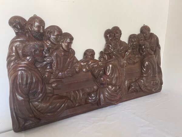 Grande Rilievo Scolpito "Ultima Cena" in Legno Massiccio - Image 2