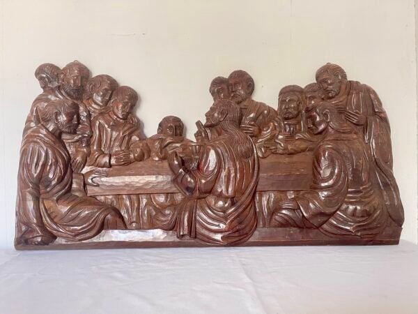 Grande Rilievo Scolpito "Ultima Cena" in Legno Massiccio - Image 3