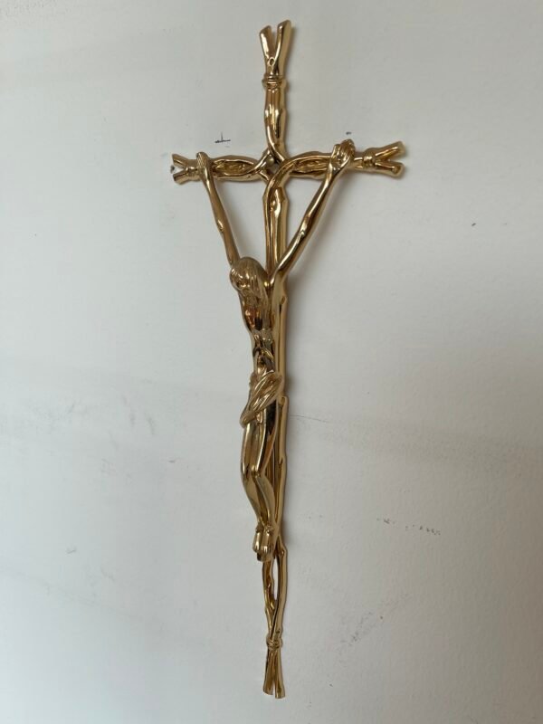 Crocifisso da Parete in Metallo Dorato – Design Stilizzato - Image 4