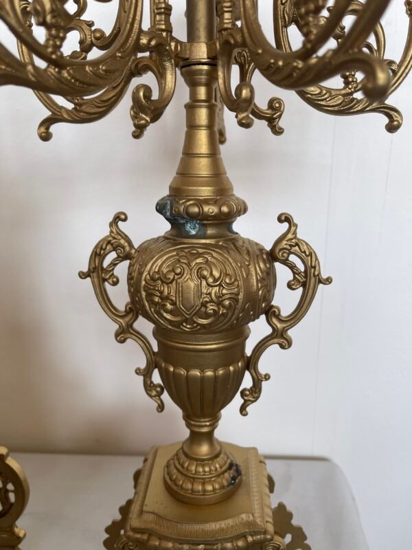 Set Orologio da Caminetto con Candelabri – Stile Barocco in Bronzo Dorato - Image 10