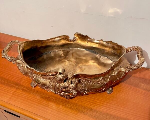 Elegante Vaso Doppio in Stile Barocco - Bronzo e Decorazioni a Motivi Floreali - Image 3