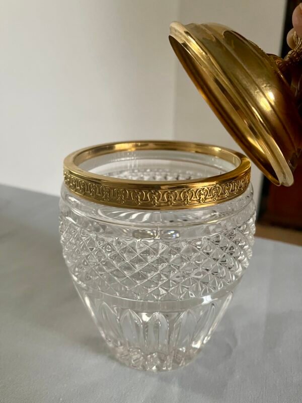 Vaso/Zuccheriera in Cristallo Tagliato e Bronzo Dorato - Image 3