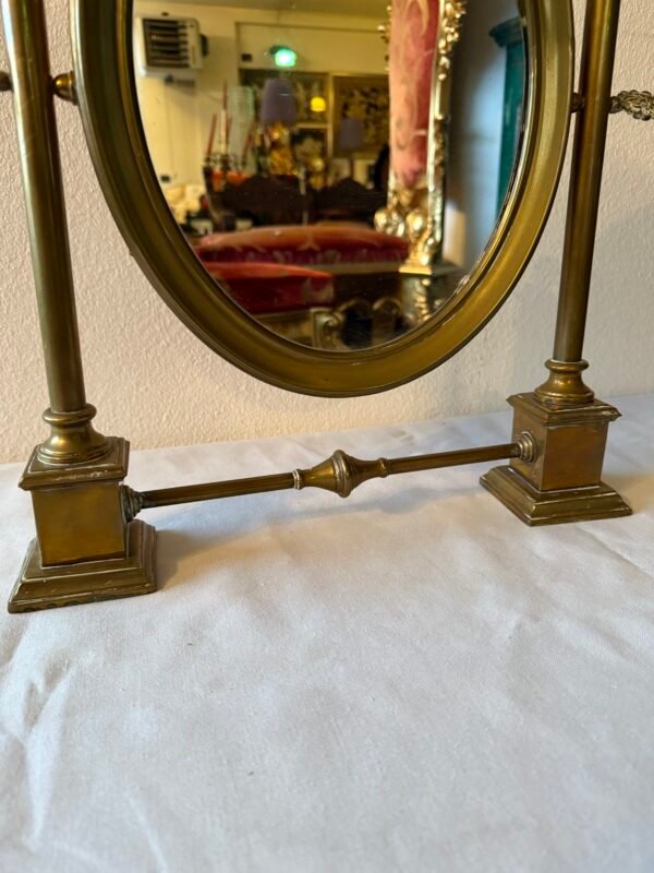 Specchio da Tavolo Orientabile Vintage in Ottone Massiccio - Image 3