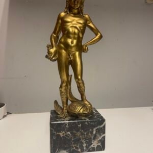 Scultura "Mercurio Rinascimentale" in Bronzo Dorato e Marmo