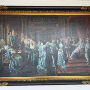 Grande Dipinto Ad Olio "Scena di Corte"