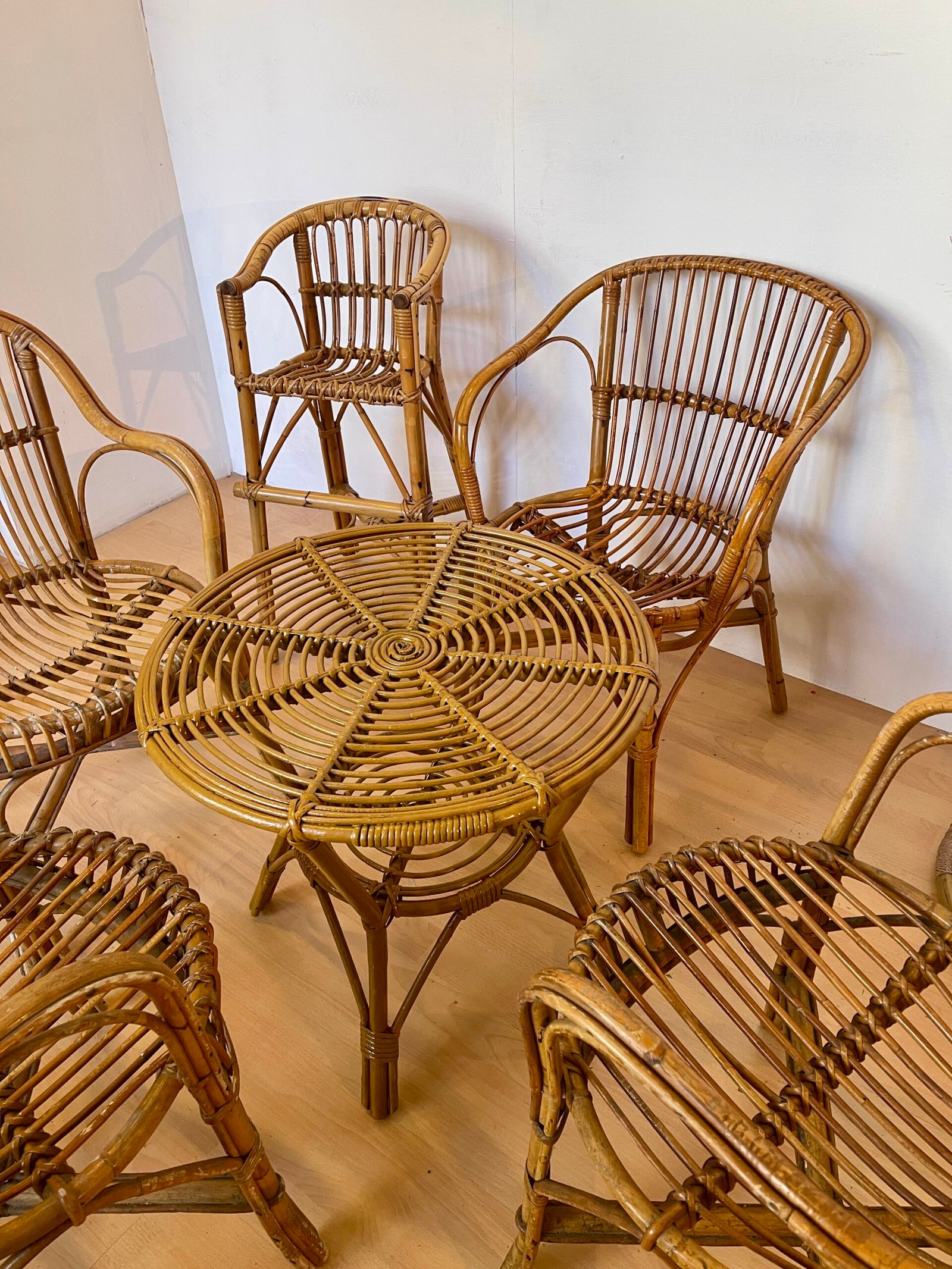 Salotti da esterno in bambu e vimini verniciato stile bonacina - Image 2