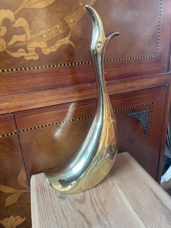 Scultura Decorativa "Cigno Strizzato" in Ottone Massiccio - Image 2