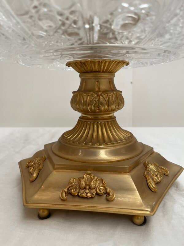 Centro Tavola in Cristallo Tagliato e Bronzo Dorato/Ottone - Image 4