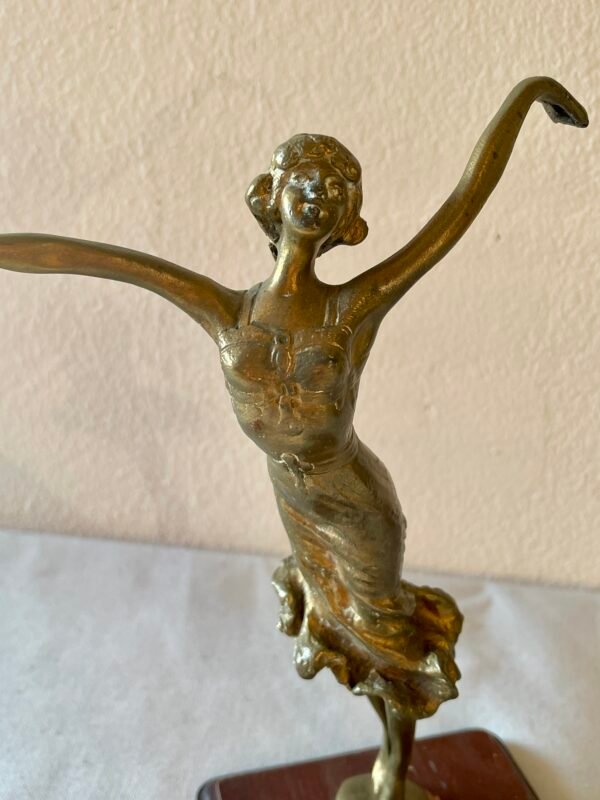 Statuetta Art Déco "La Danzatrice" in Bronzo Patinato su Base in Legno - Image 5