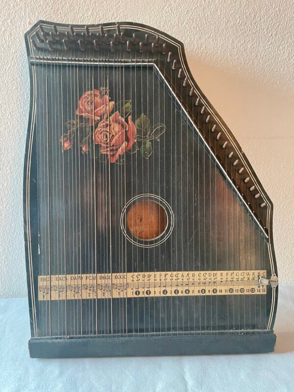Zither Antico con Decorazioni Floreali Dipinte a Mano - Image 5