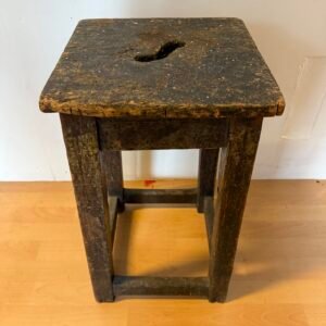 Sgabello Contadino Primitivo in Legno Massiccio Patinato