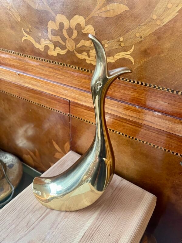 Scultura Decorativa "Cigno Strizzato" in Ottone Massiccio - Image 5