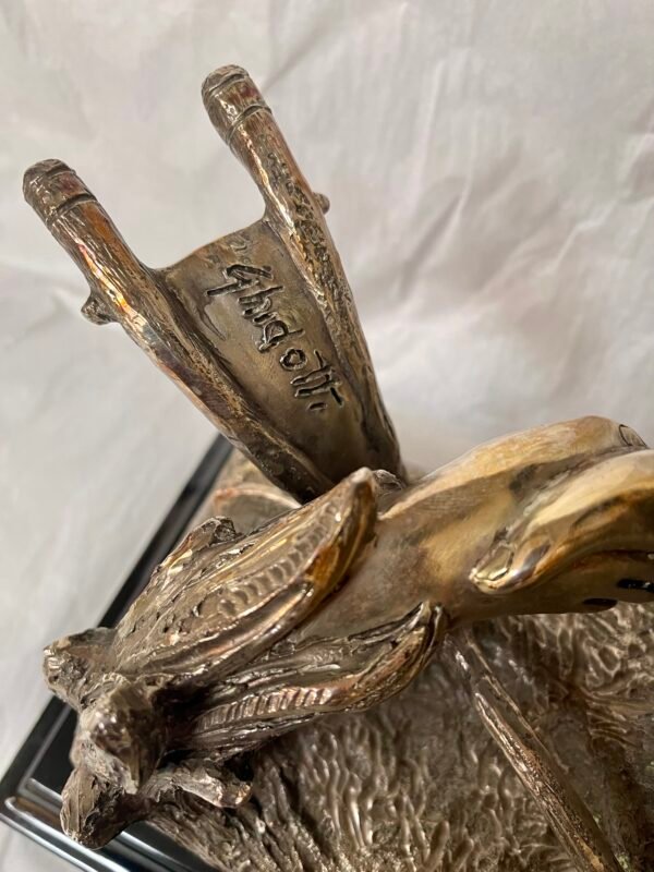 Scultura in Bronzo su Base in Marmo – “La Stretta di Mano” di G. Ruggeri - Image 4