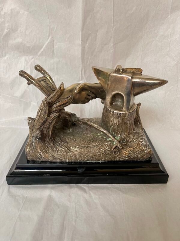 Scultura in Bronzo su Base in Marmo – “La Stretta di Mano” di G. Ruggeri - Image 3