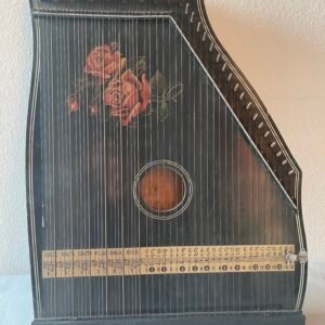 Zither Antico con Decorazioni Floreali Dipinte a Mano