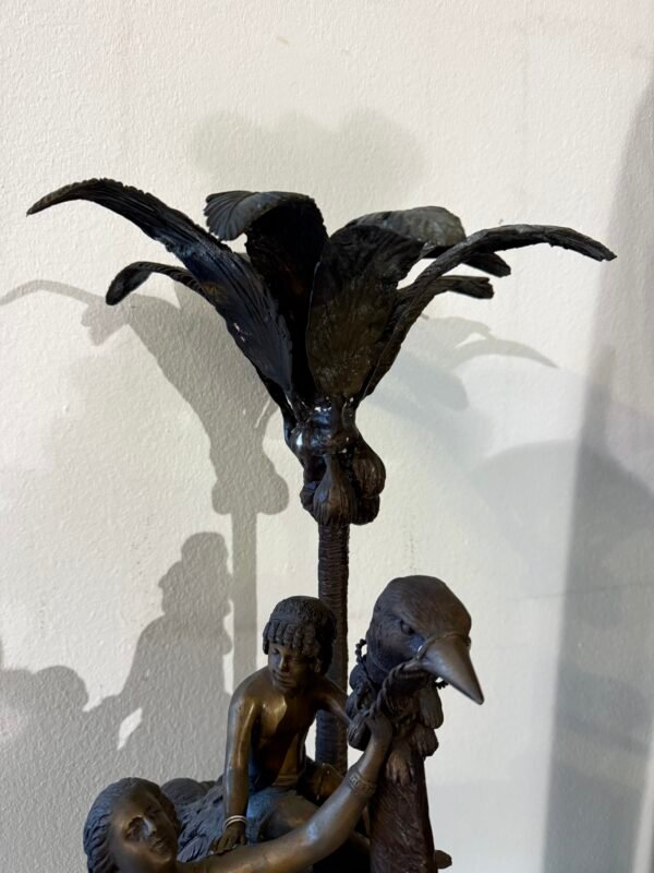 Lampada da Tavolo in Bronzo Stile Orientalista con Tema Esotico - Image 2