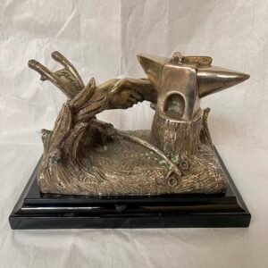 Scultura in Bronzo su Base in Marmo – “La Stretta di Mano” di G. Ruggeri