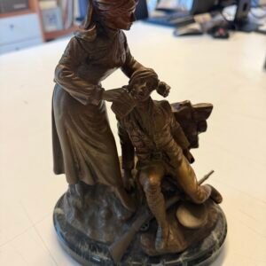 Scultura Allegorica in Bronzo Patinato su Base in Marmo, "Il Soccorso"