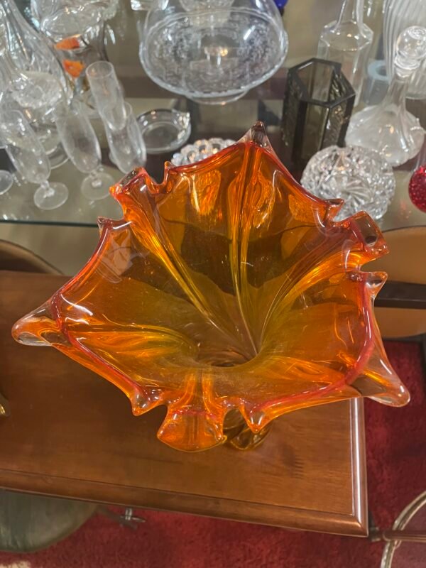 Vaso Artistico "Torsione" in Vetro di Murano Arancione-Ambra - Image 5